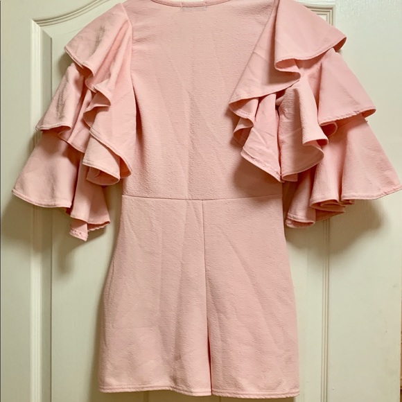Pretty Little Things Pink Romper w/ Ruffles Sleeve - Picture 4 of 5